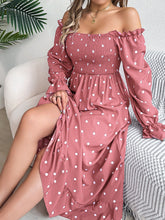 Load image into Gallery viewer, Polka Dot Flounce Sleeve Midi Dress