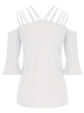 Load image into Gallery viewer, Full Size Cold Shoulder Three-Quarter Sleeve Blouse