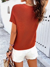 Load image into Gallery viewer, Round Neck Rib Trim Short Sleeve Knit Top
