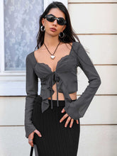 Load image into Gallery viewer, Tie Front Sweetheart Neck Blouses