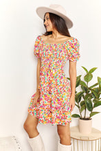 Load image into Gallery viewer, Smocked Sweetheart Neck Flounce Sleeve Mini Dress