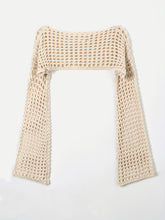Load image into Gallery viewer, Openwork Boat Neck Long Sleeve Knit Cover Up
