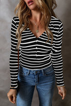 Load image into Gallery viewer, Striped V-Neck Long Sleeve Top