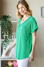 Load image into Gallery viewer, Heimish Full Size Front Pocket Short Sleeve Ribbed Top