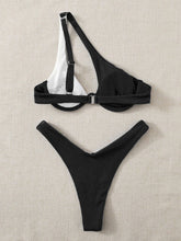Load image into Gallery viewer, Contrast Single Shoulder Two-Piece Bikini Set