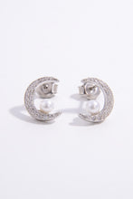 Load image into Gallery viewer, 925 Sterling Silver Zircon Moon Shape Earrings