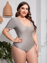 Load image into Gallery viewer, Plus Size Scoop Neck Short Sleeve One-Piece Swimsuit