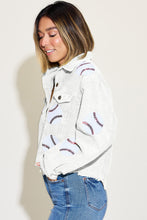 Load image into Gallery viewer, Ball Sequin Dropped Shoulder Raw Hem Jacket