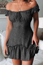 Load image into Gallery viewer, Printed Off-Shoulder Ruffle Hem Dress