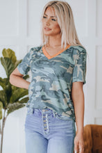 Load image into Gallery viewer, Camouflage Two-Tone V-Neck Tee