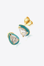 Load image into Gallery viewer, 925 Sterling Silver Zircon Teardrop Stud Earrings