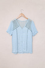 Load image into Gallery viewer, Lace Detail Button Up Short Sleeve Shirt