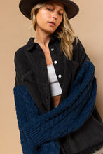 Load image into Gallery viewer, POL Contrast Sweater Sleeve Button Down Shacket