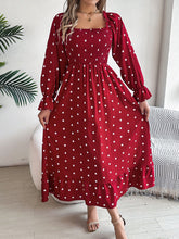 Load image into Gallery viewer, Polka Dot Flounce Sleeve Midi Dress