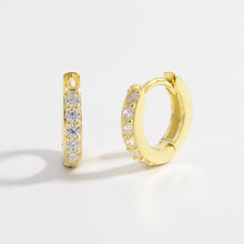 Load image into Gallery viewer, 925 Sterling Silver Inlaid Zircon Huggie Earrings