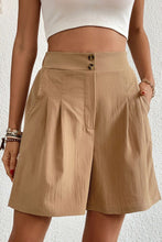 Load image into Gallery viewer, Buttoned Elastic Waist Pleated Detail Shorts
