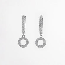 Load image into Gallery viewer, 925 Sterling Silver Inlaid Zircon Hoop Dangle Earrings