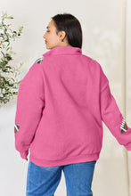 Load image into Gallery viewer, Full Size Sequin Football Half Zip Long Sleeve Sweatshirt