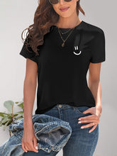 Load image into Gallery viewer, Smile Graphic Round Neck Short Sleeve T-Shirt
