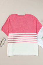 Load image into Gallery viewer, Striped V-Neck Short Sleeve Knit Top