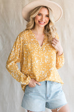 Load image into Gallery viewer, Double Take Printed Notched Neck Smocked Blouse