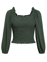 Load image into Gallery viewer, Swiss Dot Smocked Frill Trim Blouse