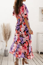 Load image into Gallery viewer, Plunge Printed Split Midi Dress