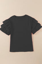 Load image into Gallery viewer, Ruffled Round Neck Short Sleeve Blouse