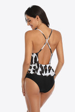 Load image into Gallery viewer, Printed Ruffled Halter Neck One-Piece Swimsuit