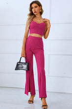 Load image into Gallery viewer, Sweetheart Neck Sports Cami and Slit Ankle Flare Pants Set