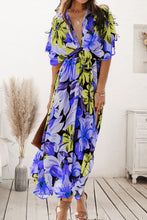 Load image into Gallery viewer, Plunge Printed Split Midi Dress