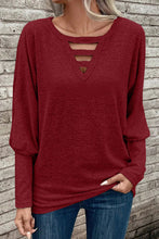 Load image into Gallery viewer, Cutout Round Neck Long Sleeve T-Shirt