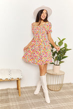 Load image into Gallery viewer, Smocked Sweetheart Neck Flounce Sleeve Mini Dress