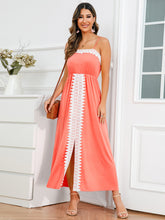 Load image into Gallery viewer, Slit Lace Detail Spaghetti Strap Dress