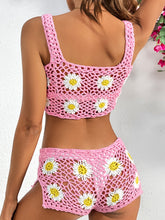 Load image into Gallery viewer, Flower Cutout Wide Strap Two-Piece Cover Up