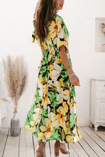 Load image into Gallery viewer, Plunge Printed Split Midi Dress