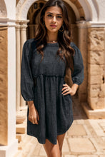 Load image into Gallery viewer, Round Neck Balloon Sleeve Mini Denim Dress