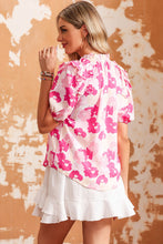 Load image into Gallery viewer, Floral Tie Neck Ruffle Shoulder Blouse