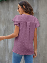 Load image into Gallery viewer, Swiss Dot Notched Cap Sleeve Blouse
