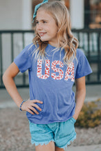 Load image into Gallery viewer, Girls USA Leopard Graphic Tee