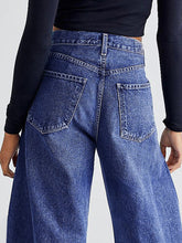 Load image into Gallery viewer, Raw Hem Wide Leg Jeans with Pockets