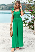 Load image into Gallery viewer, Frill Trim Tie Shoulder Wide Leg Jumpsuit with Pockets