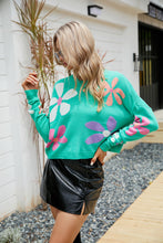 Load image into Gallery viewer, Flower Round Neck Drop Shoulder Sweater