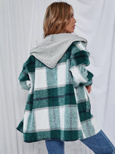 Load image into Gallery viewer, Plaid Hooded Jacket with Pockets