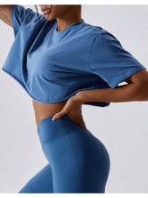 Load image into Gallery viewer, Cropped Round Neck Short Sleeve Active Top