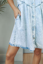 Load image into Gallery viewer, Button Up Flounce Sleeve Denim Dress