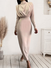 Load image into Gallery viewer, Ruched Turtleneck Long Sleeve Dress
