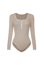 Load image into Gallery viewer, Contrast Trim Ribbed Long Sleeve Bodysuit