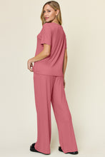 Load image into Gallery viewer, Double Take Full Size Round Neck Short Sleeve T-Shirt and Wide Leg Pants Set