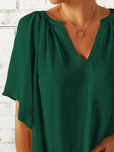 Load image into Gallery viewer, Ruched Notched Half Sleeve Blouse